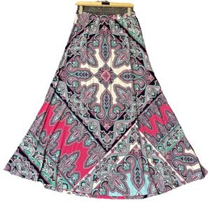 Chicos Colorful Paisley Pull On Maxi Skirt  XS / 0 Boho Gypsy Maximalism Fun EUC